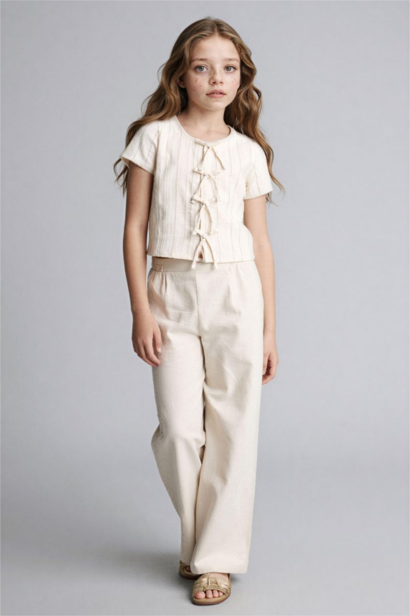 GIRLS & TEENS Stone Girl Wide Leg Cotton Trousers