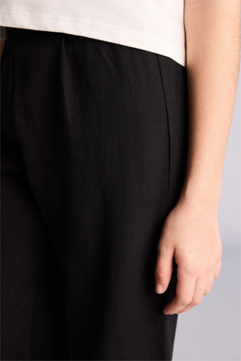 FILLES Noir Pantalon large en coton pour fille