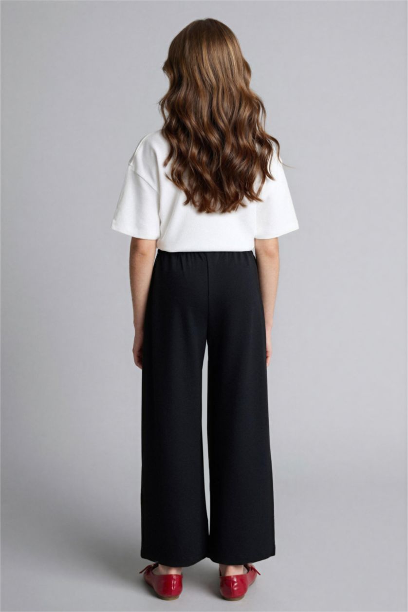 Девочки и подростки Черный Хлопковые брюки Wide Leg для девочек