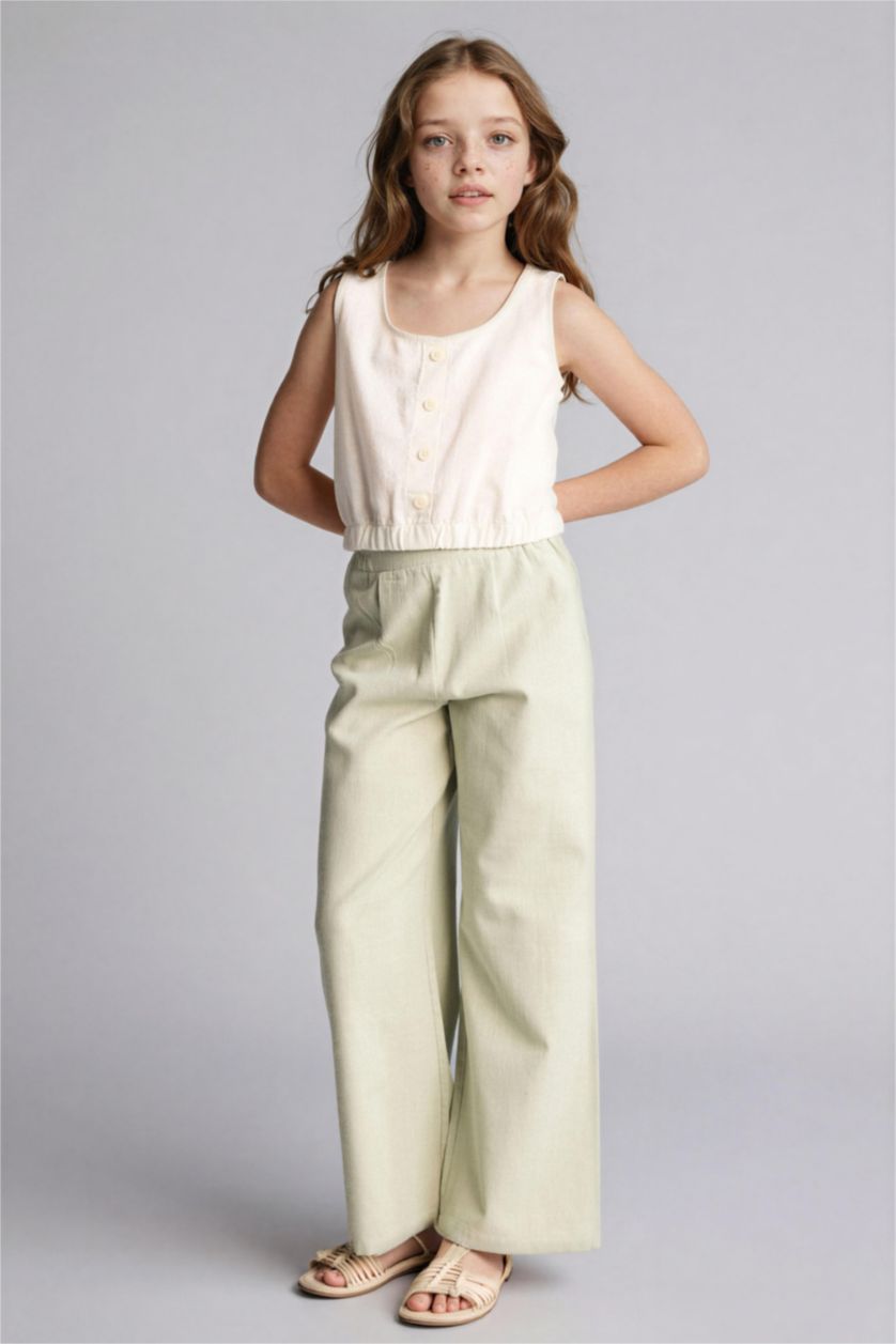 Girls & Teens Mint Wide Leg Cotton Trousers