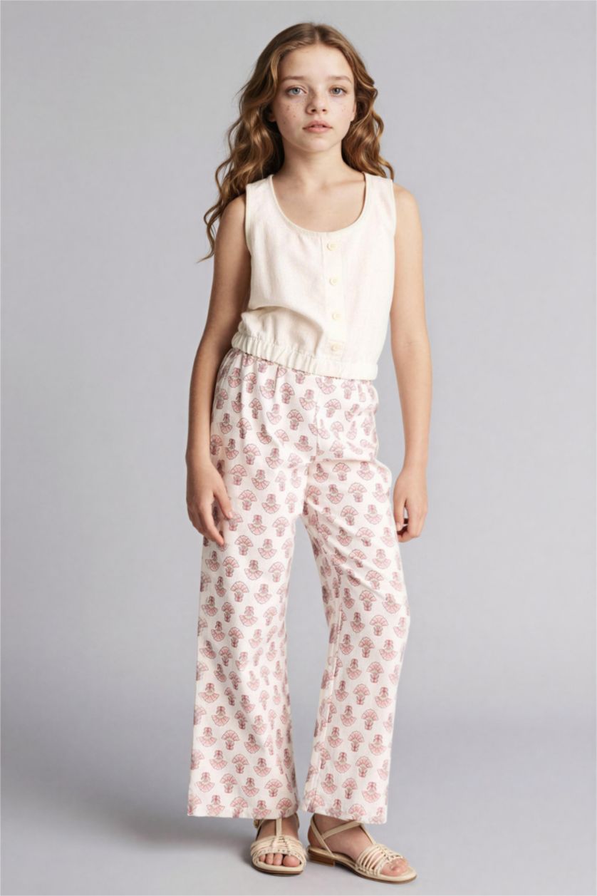 بنات بيج فاتح بنطرون بناتي قطن وايد ليج برجل واسع