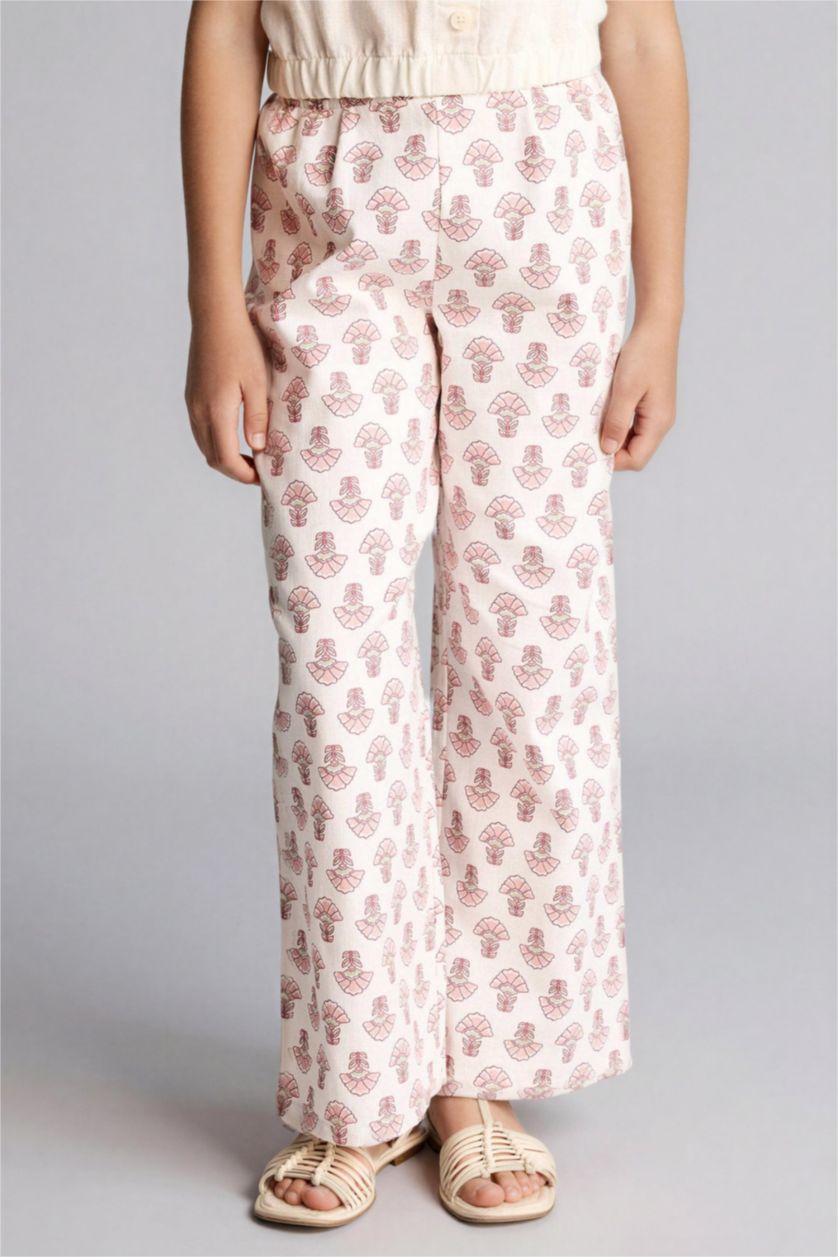 بنات بيج فاتح بنطرون بناتي قطن وايد ليج برجل واسع