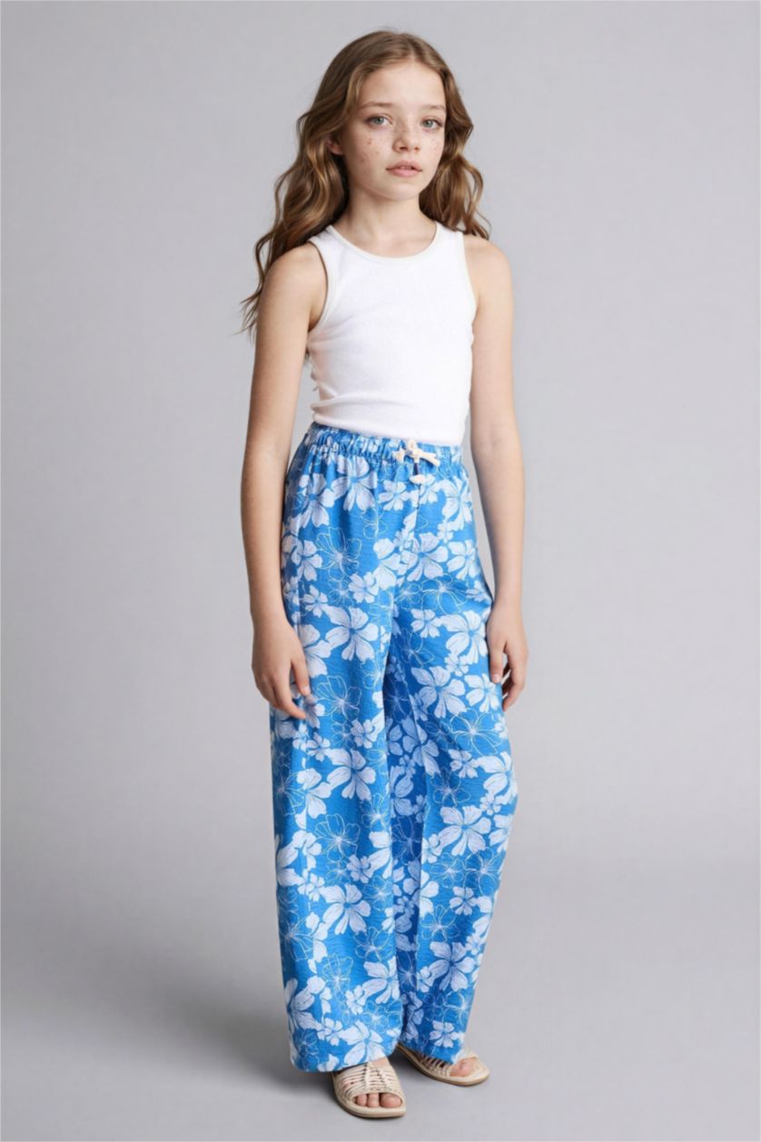 Девочки и подростки Голубрй Брюки Wide Leg для девочек