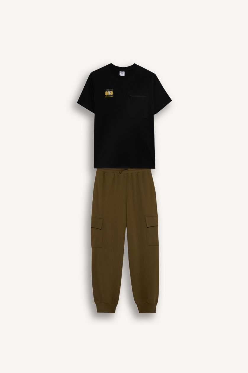 أولادي أسود طقم اولادي قصة عادية - قطعتين