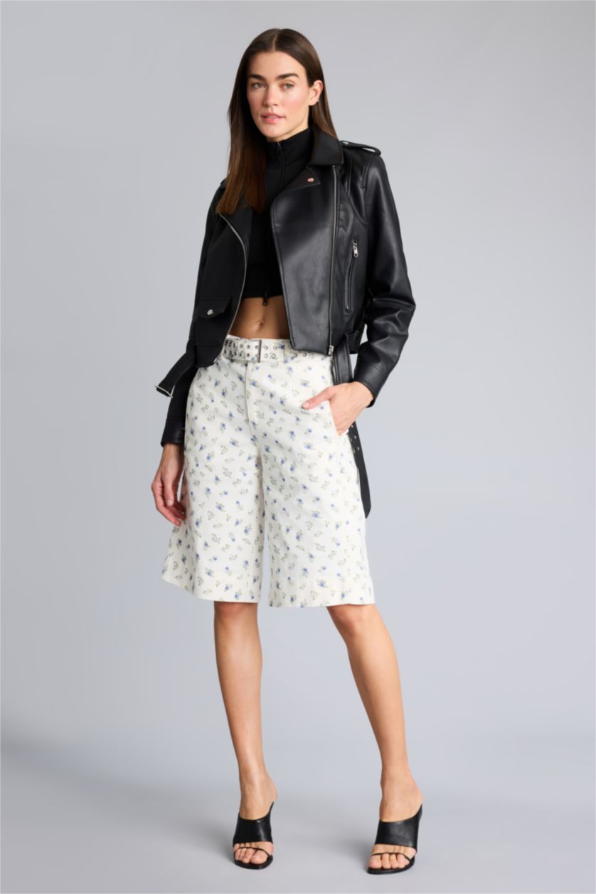 FEMME Noir Veste en similicuir Coupe décontractée