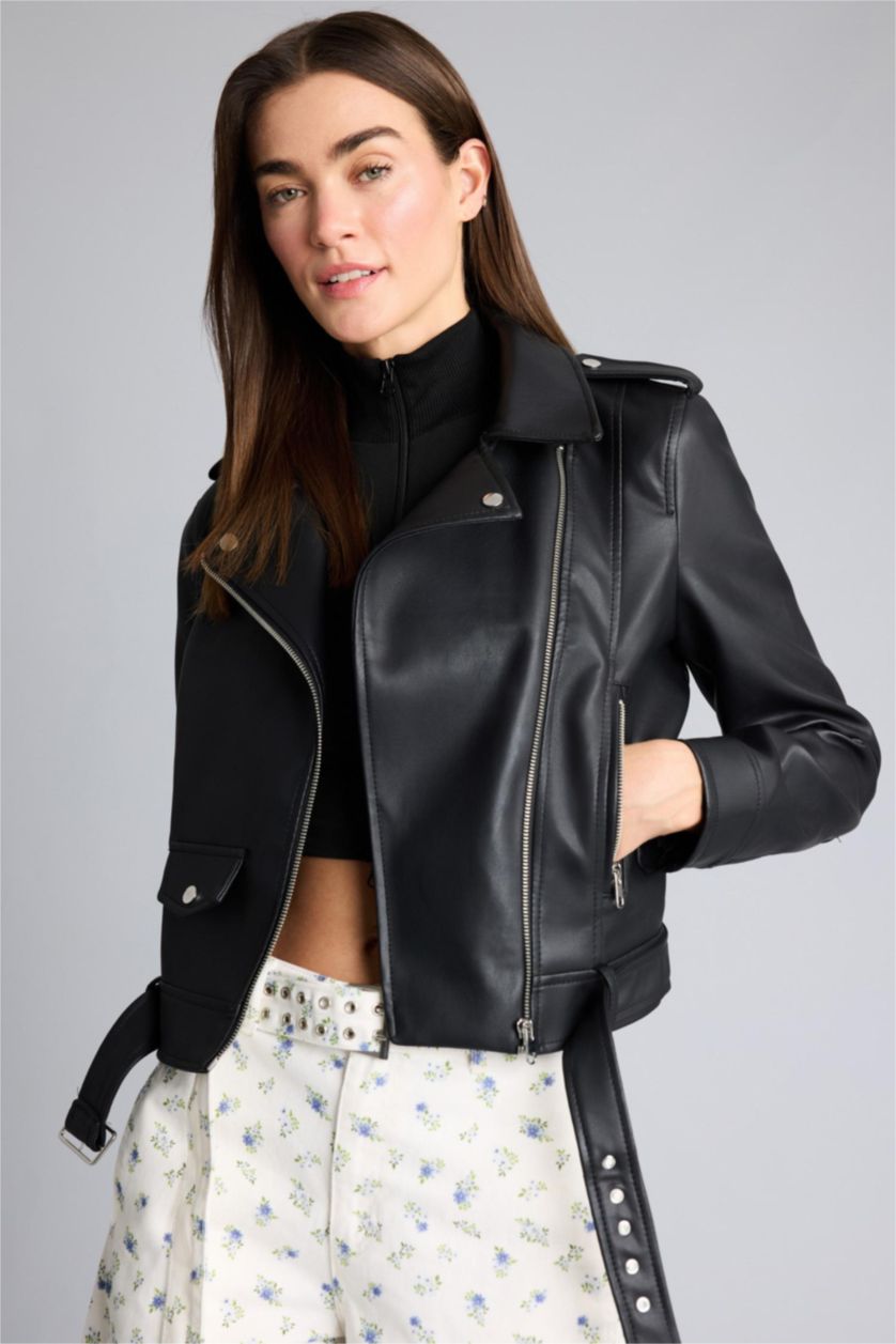 WOMAN Black Relax Fit Faux Leather Jacket