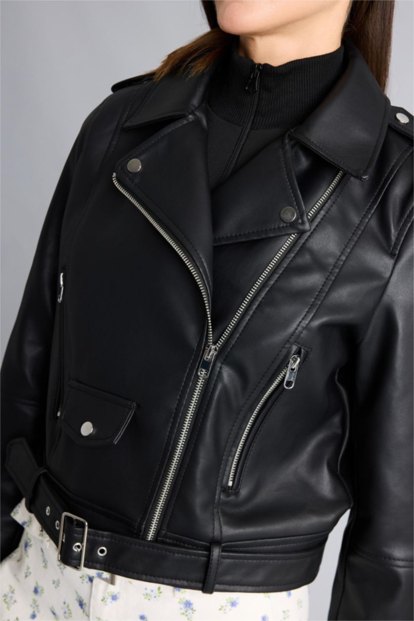 WOMAN Black Relax Fit Faux Leather Jacket