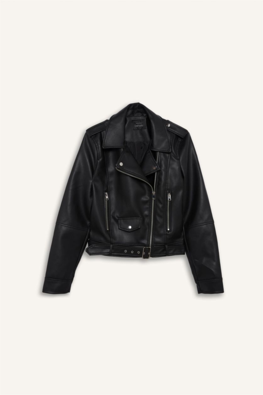 WOMAN Black Relax Fit Faux Leather Jacket