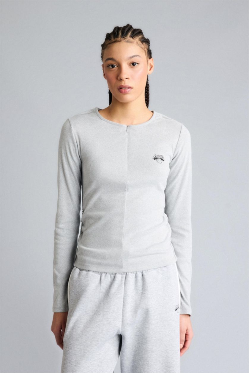 نساء ميلانج رمادي NBA New York Knicks Short Sleeves T-Shirt