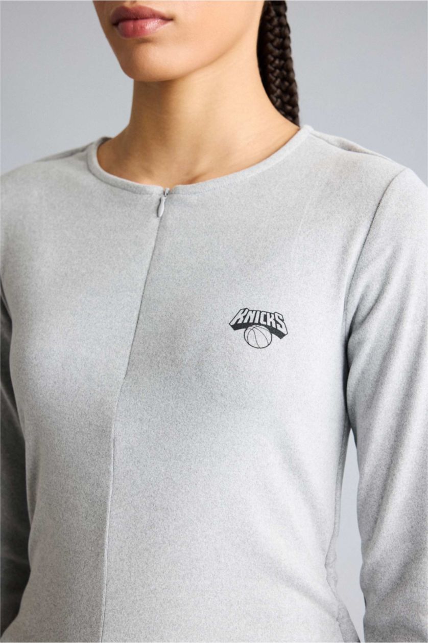 نساء ميلانج رمادي NBA New York Knicks Short Sleeves T-Shirt