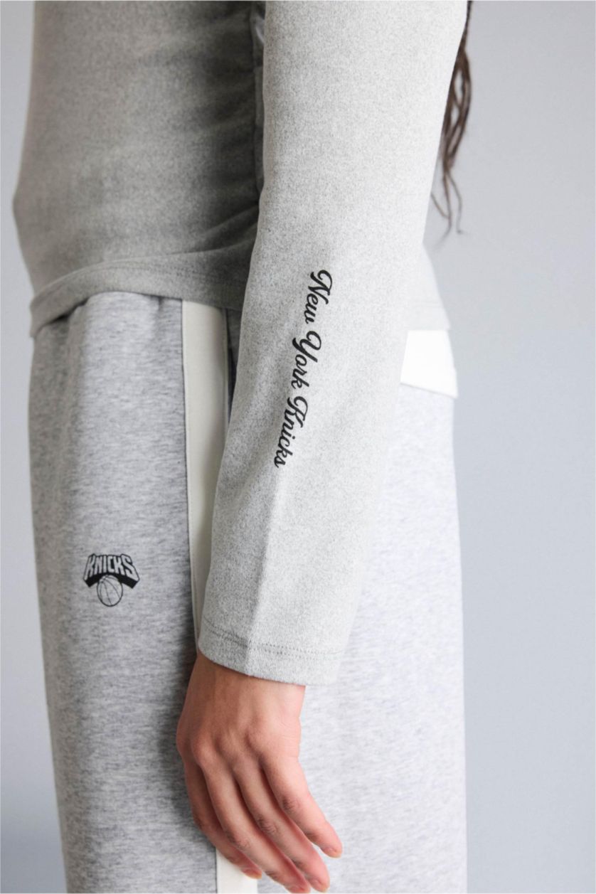 حريمي ميلانج رمادي NBA New York Knicks Short Sleeves T-Shirt