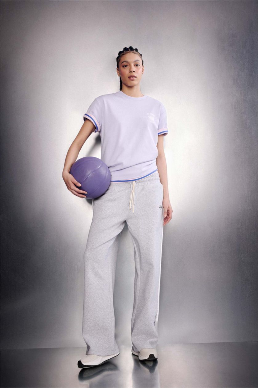 حريمي أرجواني فاتح Oversize NBA Wordmark Printed T-Shirt