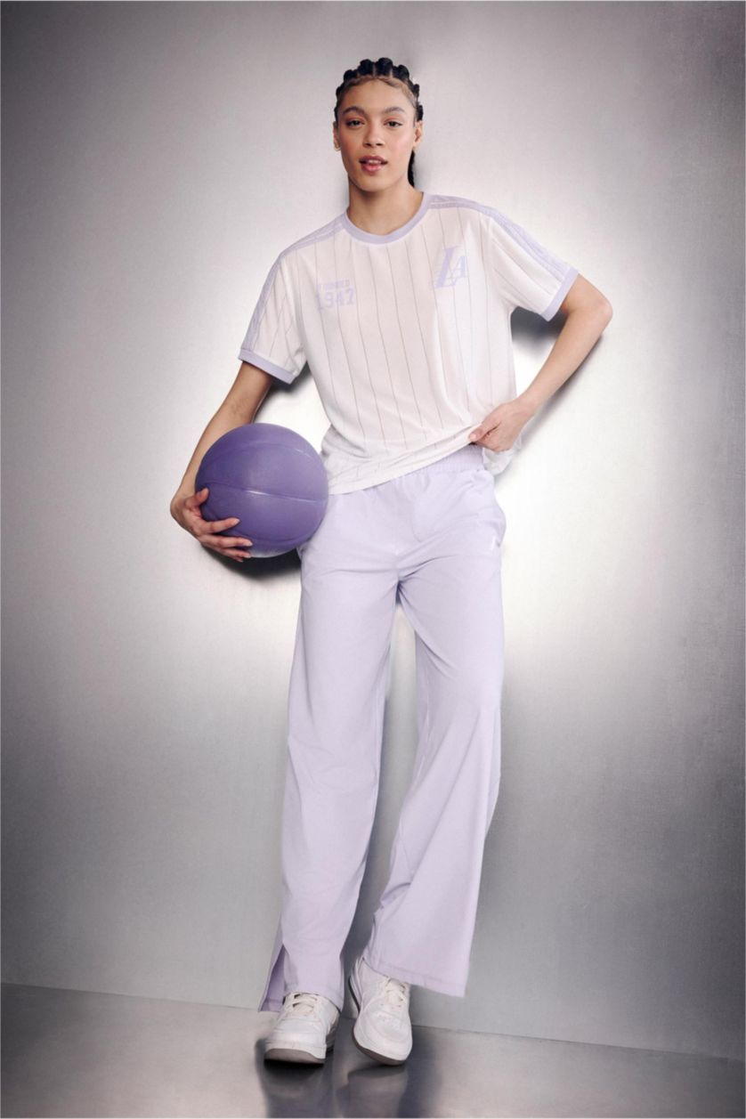 WOMAN Ecru Regular Fit NBA Los Angeles Lakers Short Sleeves T-Shirt