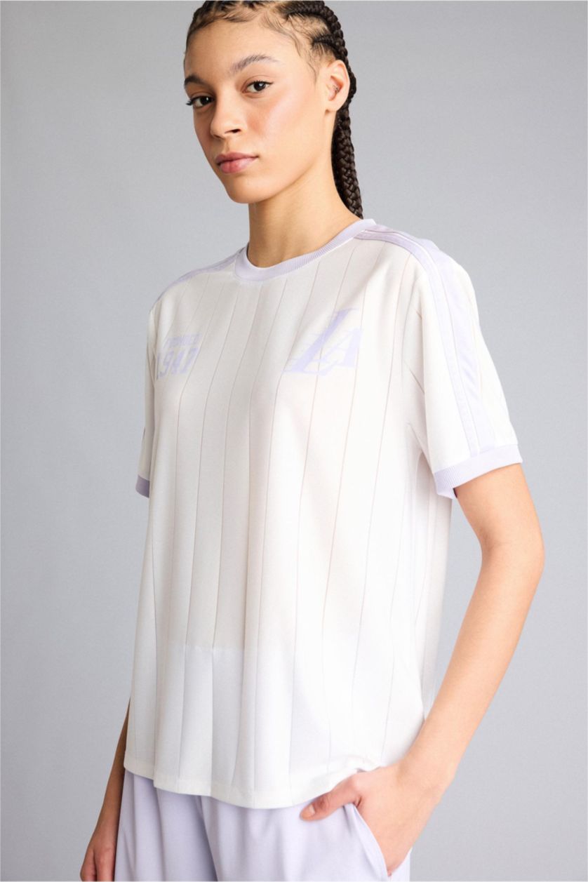 WOMAN Ecru Regular Fit NBA Los Angeles Lakers Short Sleeves T-Shirt