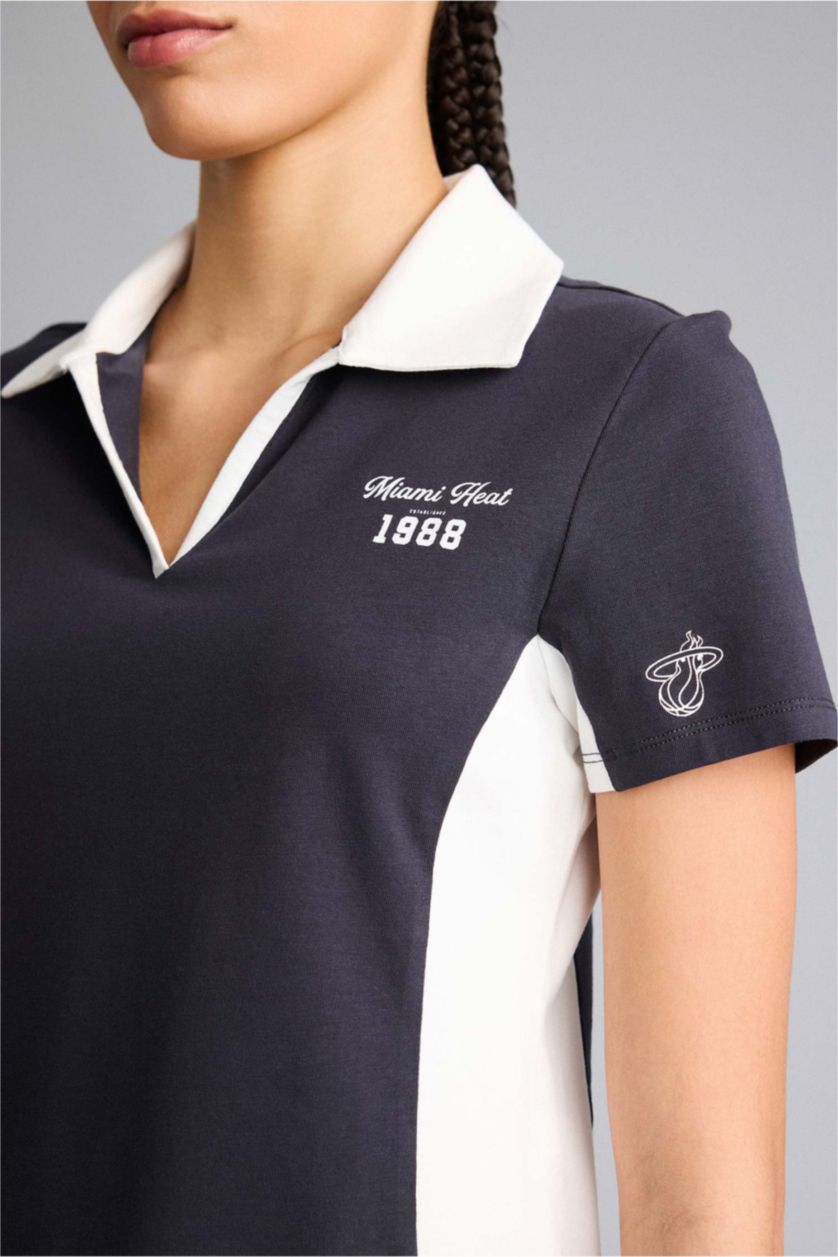 Женщины Антрацит Футболка поло NBA Miami Heat Slim Fit с коротким рукавом