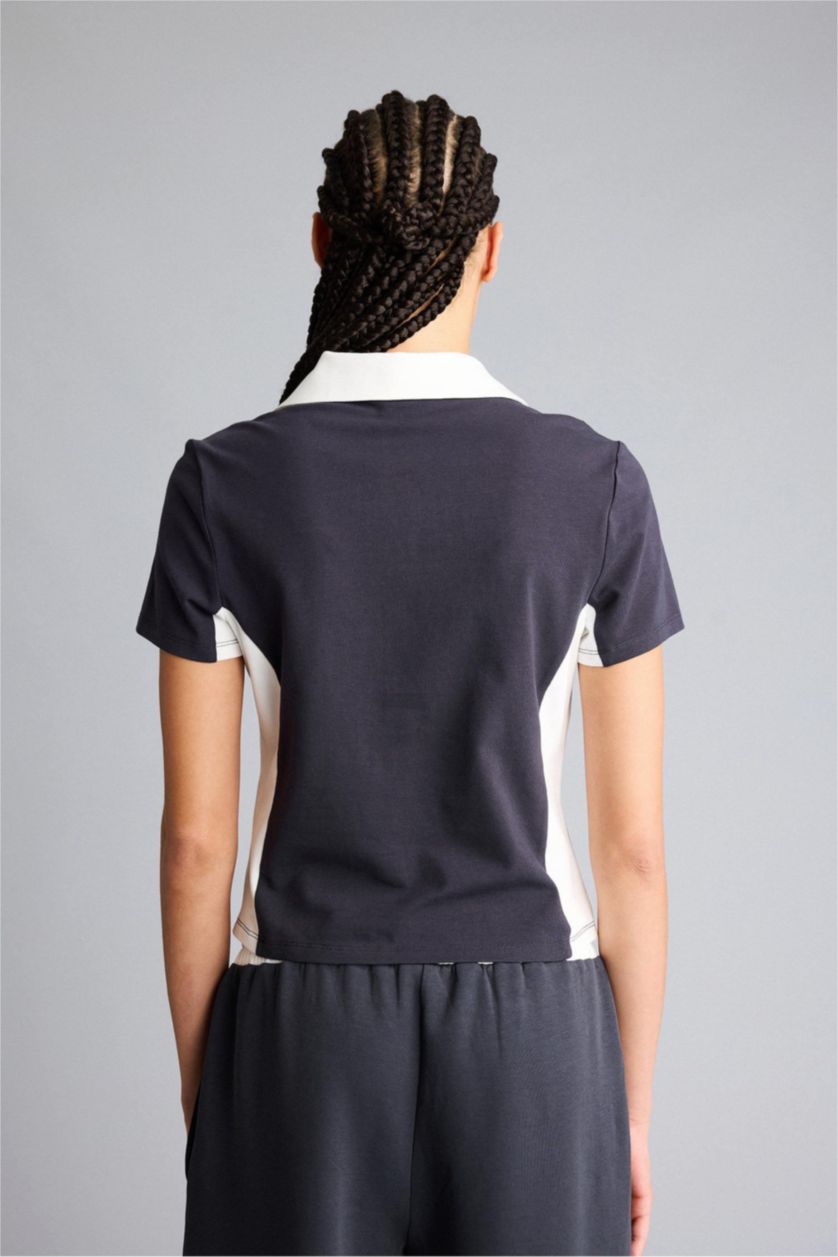 WOMAN Anthracite Slim Fit NBA Miami Heat Short Sleeve Polo Shirt