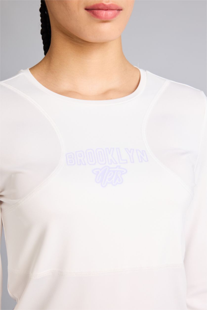 Женщины Бежевый Футболка с длинным рукавом NBA Brooklyn Nets