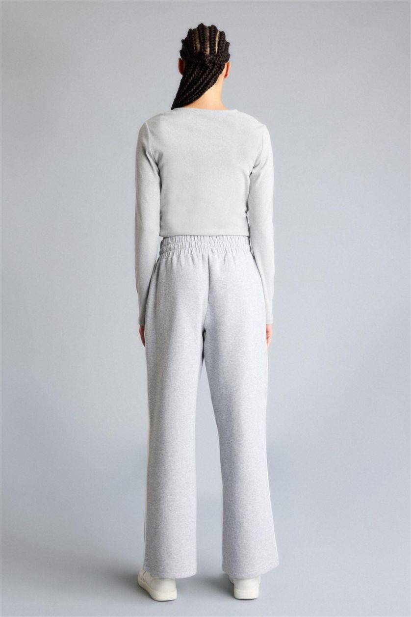 WOMAN Grey Melange Straight Fit NBA New York Knicks Licensed With Pockets Trousers