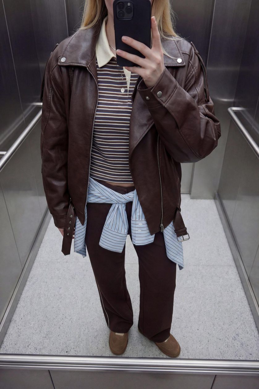 Kadın Bordo Su Geçirmez Relax Fıt Suni Deri Mont