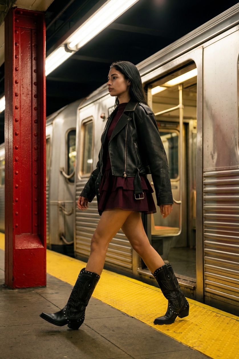 Kadın Haki Relax Fıt Suni Deri Mont