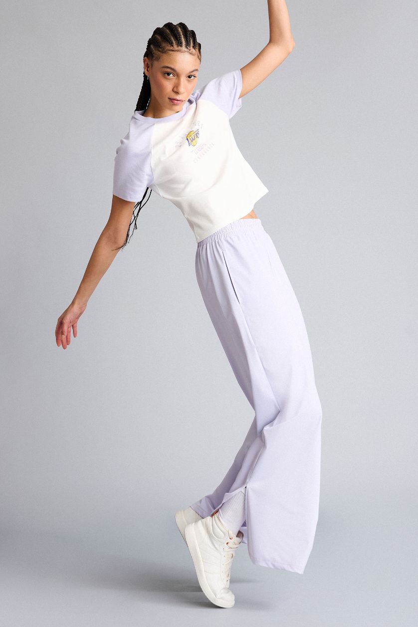 Женщины Светло-сиреневый Брюки NBA Los Angeles Lakers Wide Leg стандартной длины с карманами и широкими штанинами