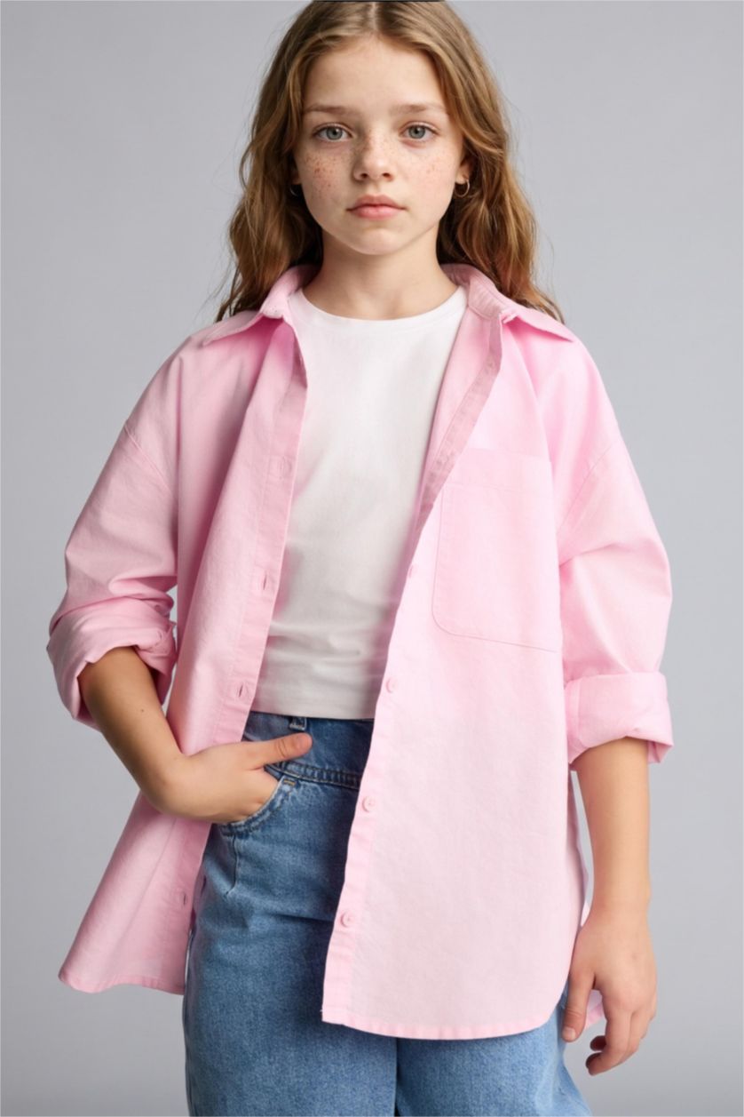 Young Girls - Teen Girls Light Pink Girls Oxford Shirt and T-shirt Set - 2 Pieces