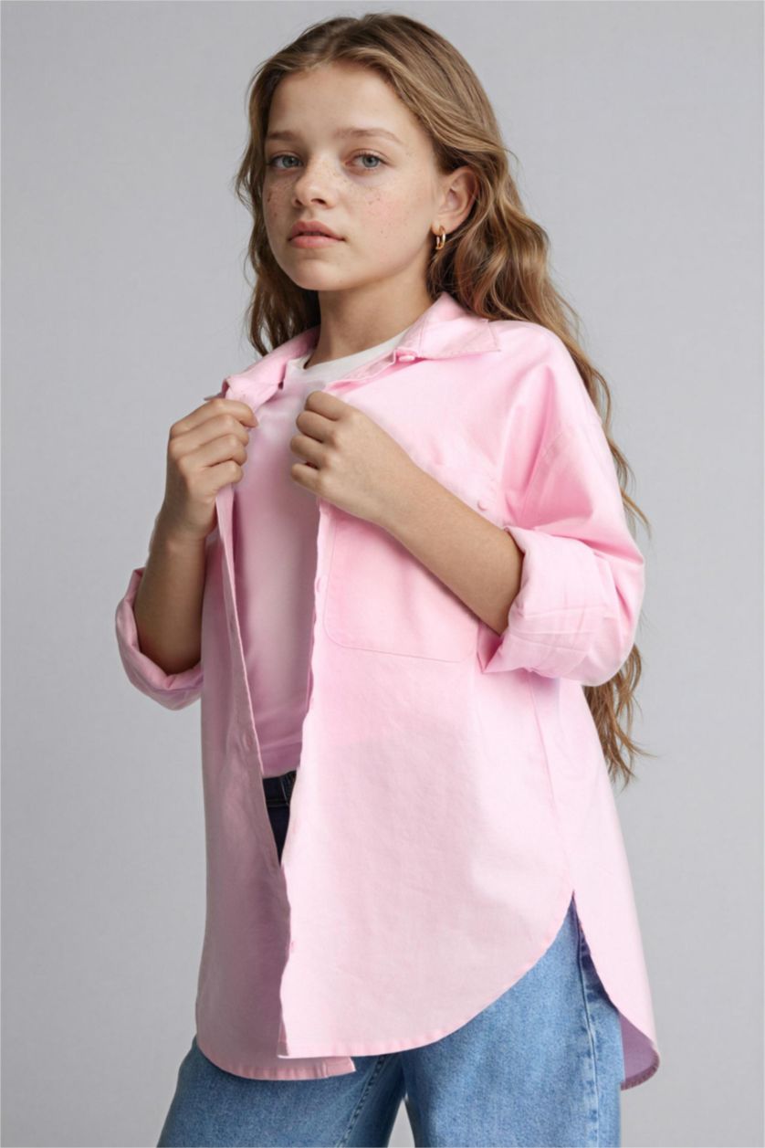 Young Girls - Teen Girls Light Pink Girls Oxford Shirt and T-shirt Set - 2 Pieces