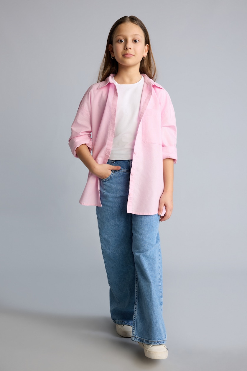 GIRLS & TEENS Light Pink Girls Oxford Shirt and T-shirt Set - 2 Pieces