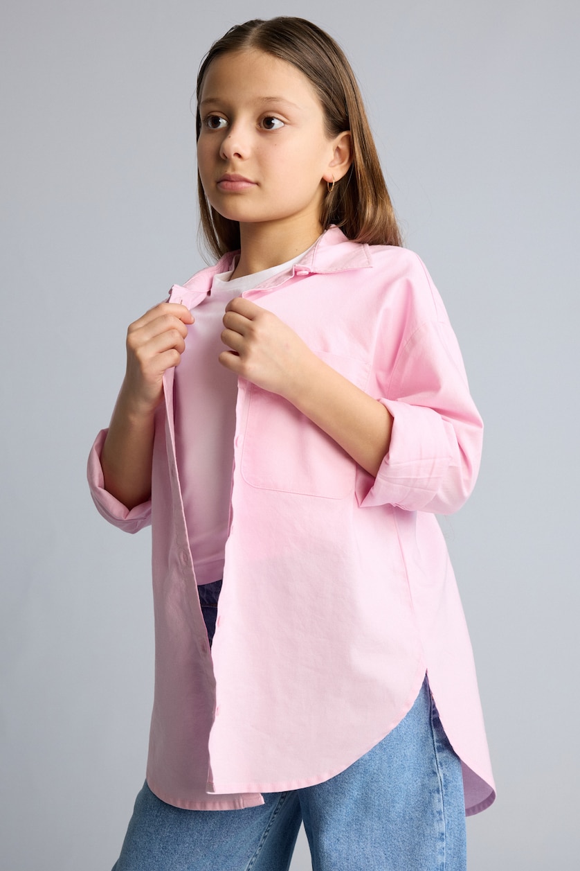 GIRLS & TEENS Light Pink Girls Oxford Shirt and T-shirt Set - 2 Pieces