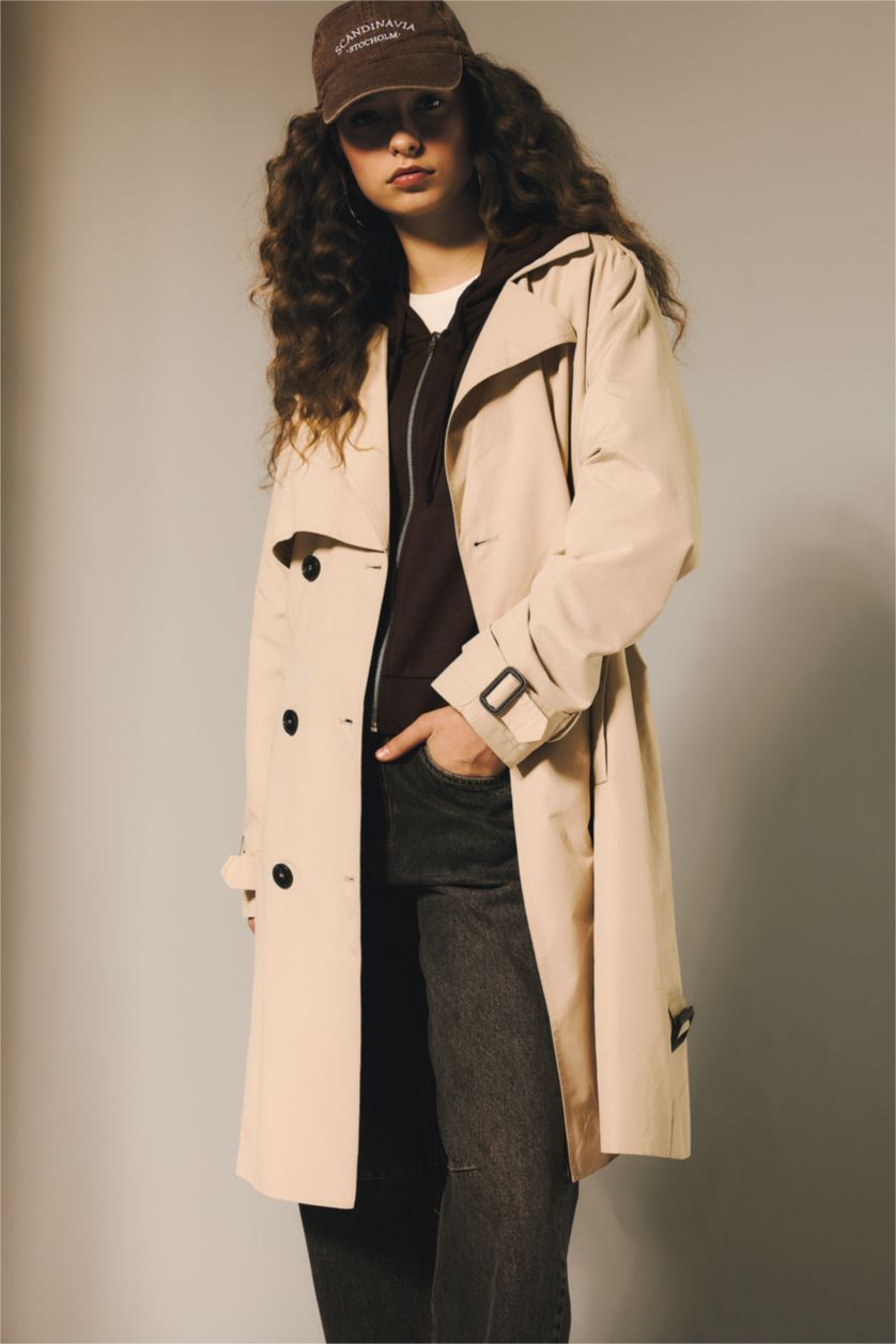 WOMAN Ecru Regular Fit Trench Coat