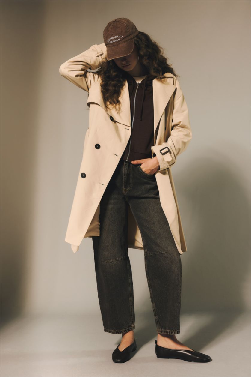 WOMAN Ecru Regular Fit Trench Coat