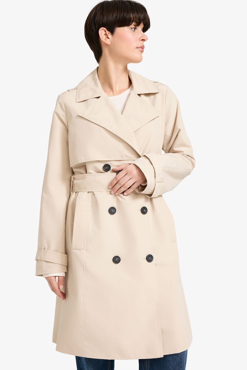 Kadın Ekru Regular Fıt Trençkot