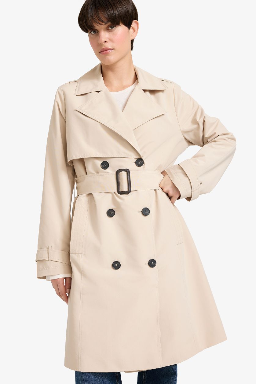 Kadın Ekru Regular Fıt Trençkot