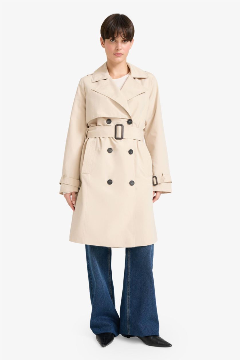WOMAN Ecru Regular Fit Trench Coat