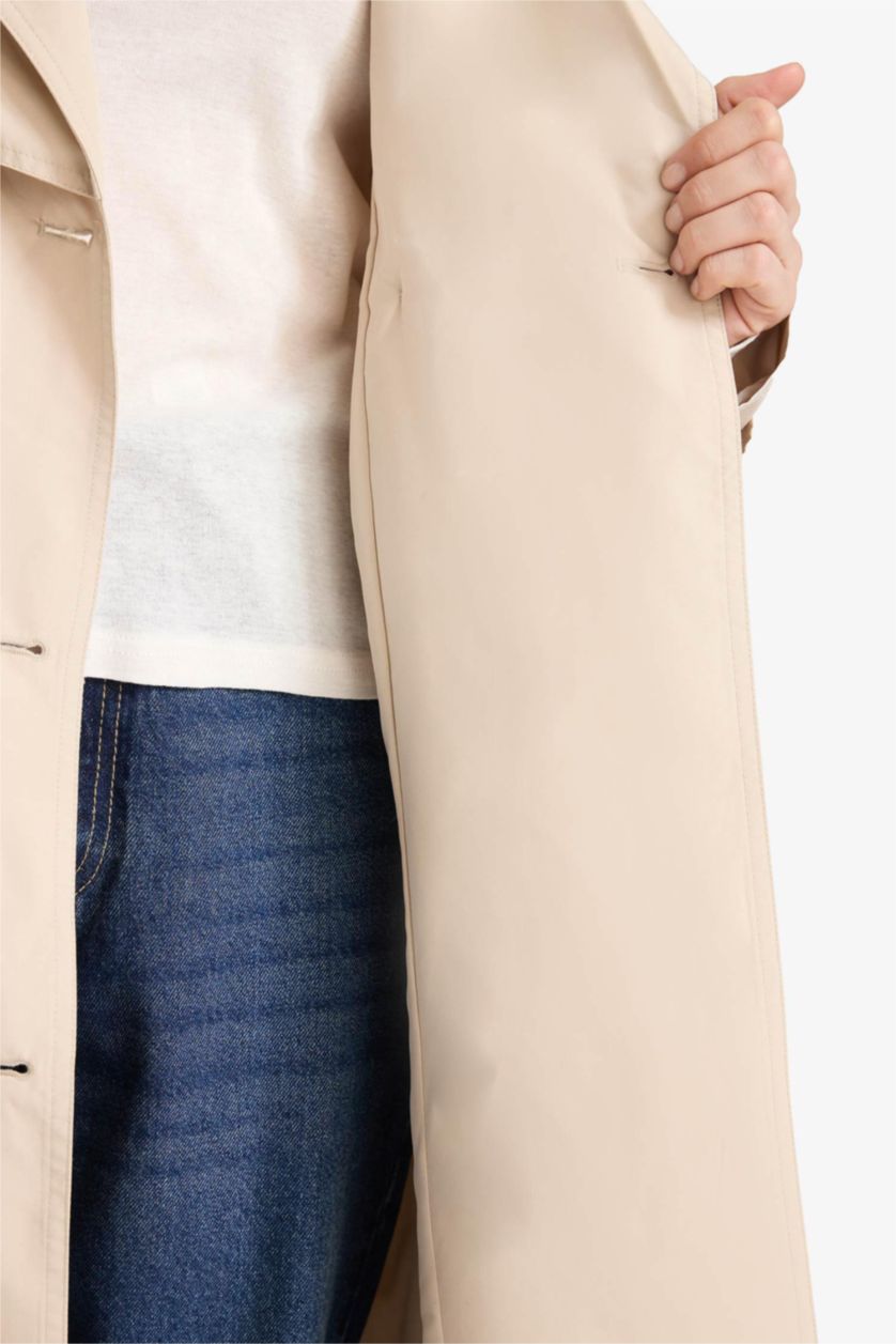 WOMAN Ecru Regular Fit Trench Coat