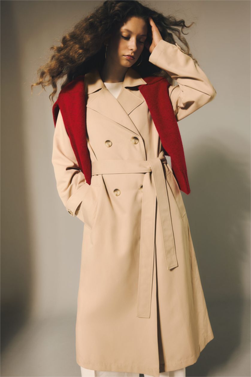 FEMME Beige Trenchs Coupe décontractée Imperméable