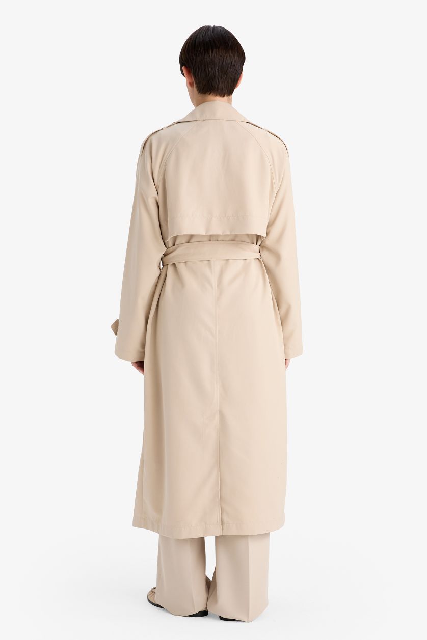 Kadın Ekru Su Geçirmez Relax Fıt Trençkot