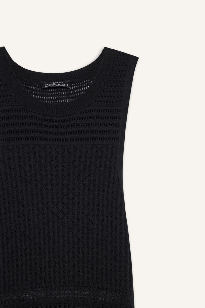 Woman Black Slim Fit Halter Collar Sleeveless Dress