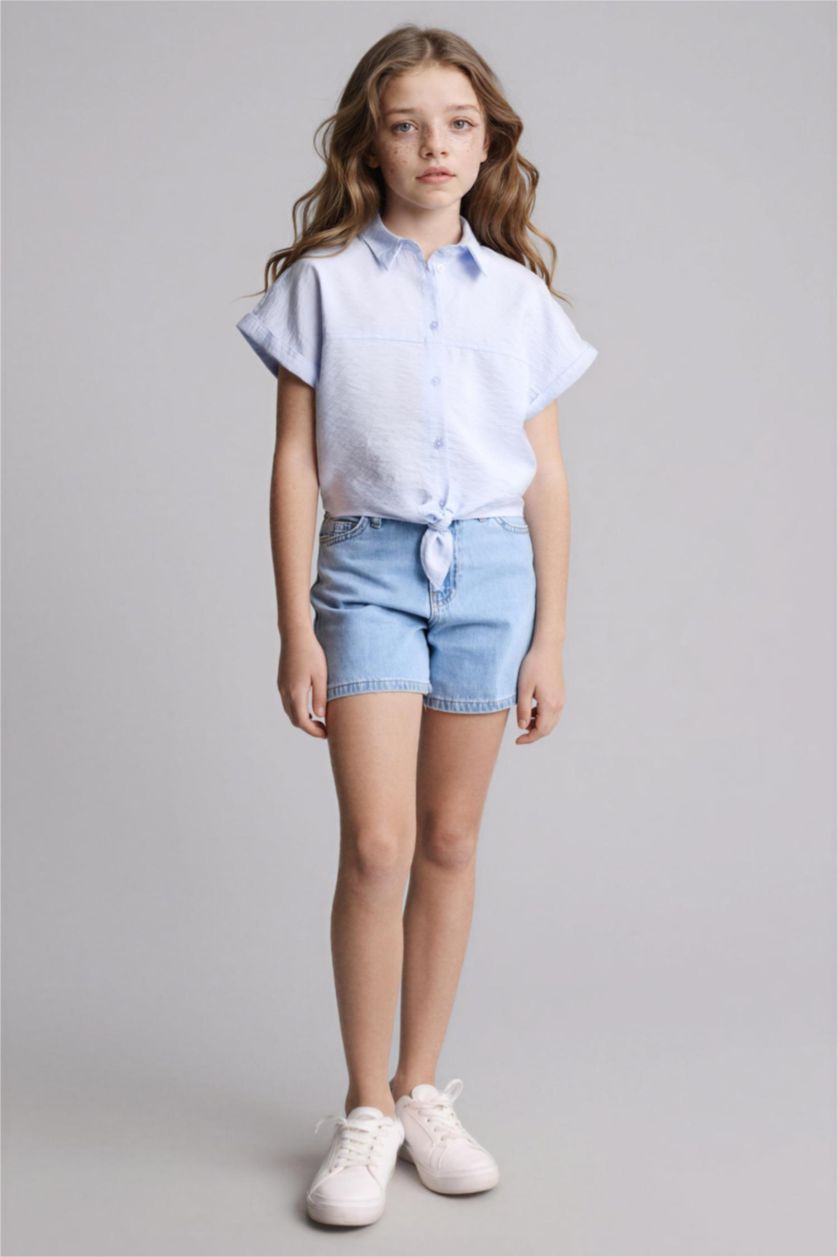 Девочки и подростки Светло-синий Girl Regular Fit Short Sleeve Shirt