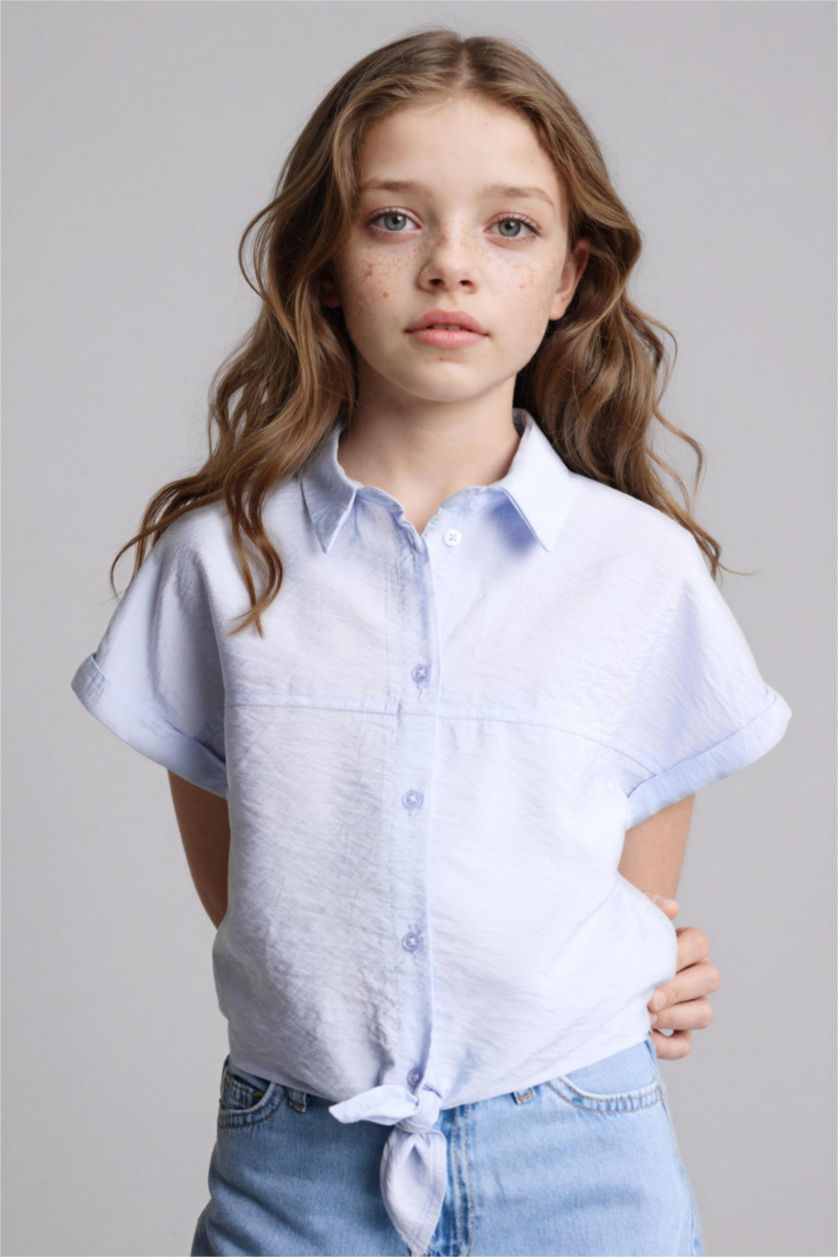 Девочки и подростки Светло-синий Girl Regular Fit Short Sleeve Shirt