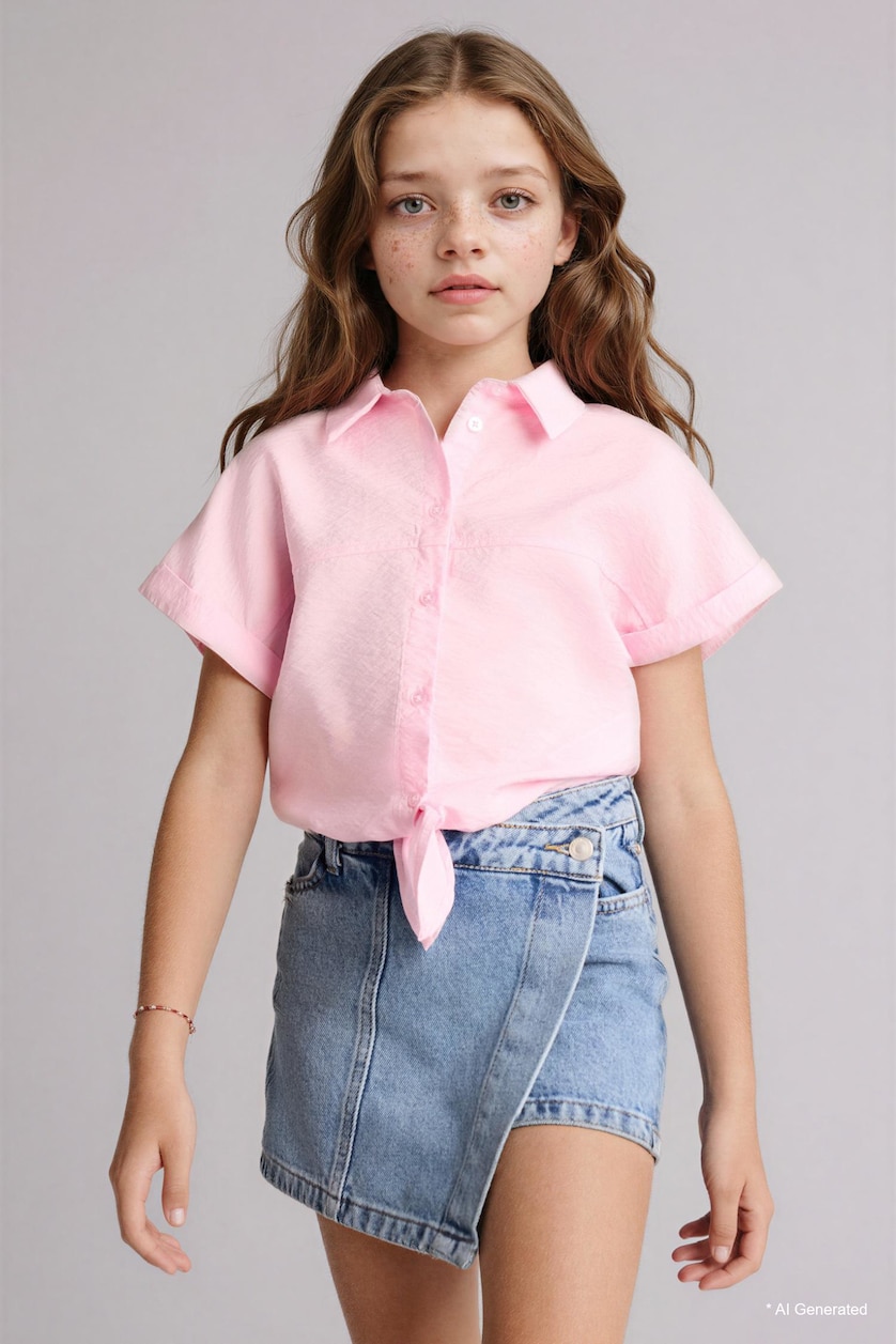 GIRLS & TEENS Pink Girl Regular Fit Short Sleeve Shirt