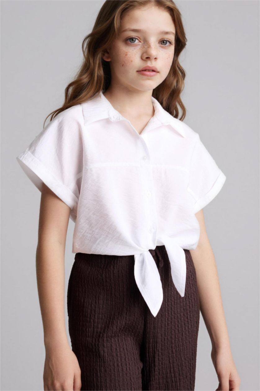 GIRLS & TEENS White Girl Regular Fit Short Sleeve Shirt