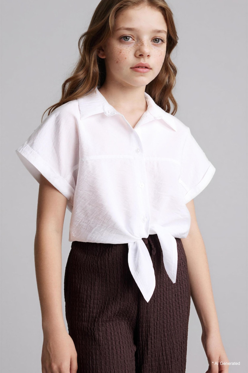 GIRLS & TEENS White Girl Regular Fit Short Sleeve Shirt