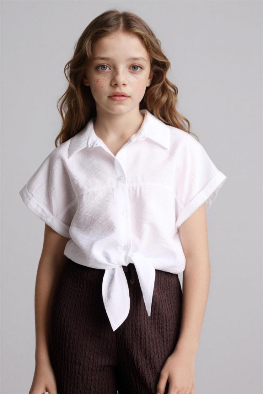 GIRLS & TEENS White Girl Regular Fit Short Sleeve Shirt