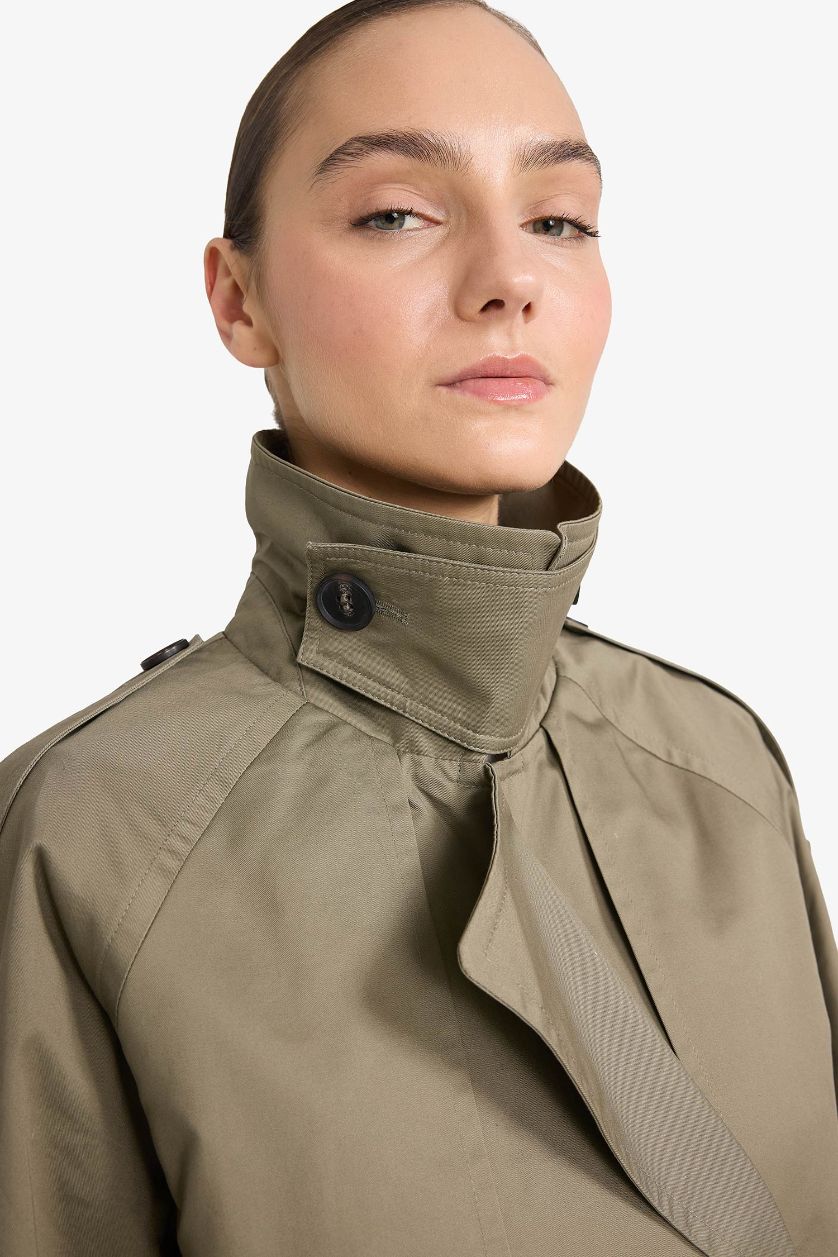 نساء كاكي معطف ترانش كوت قطن قصة عادية بياخة سموكين