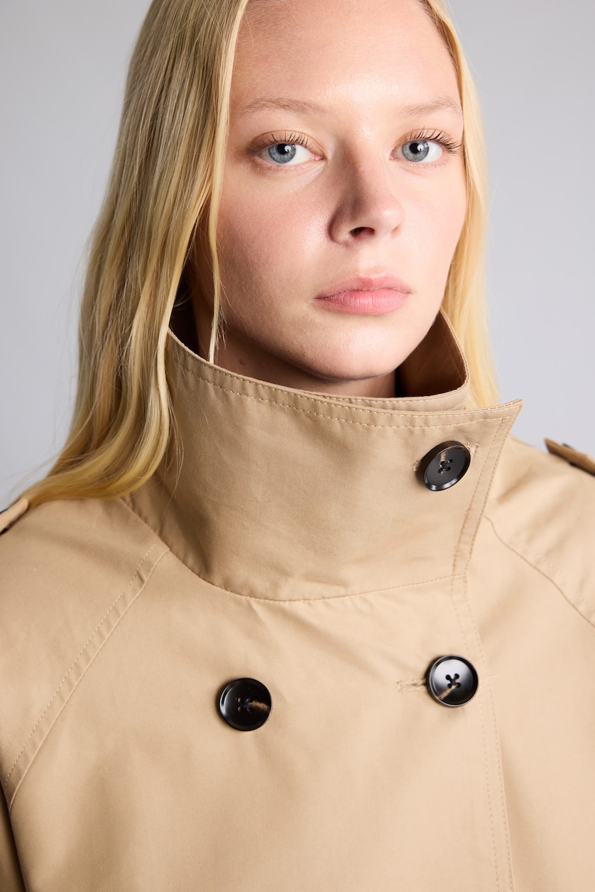 WOMAN Beige Regular Fit Trench Coat