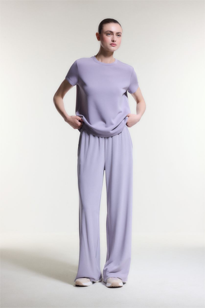 حريمي LT.PLUM بنطلون رياضي وايد ليج برجل واسع