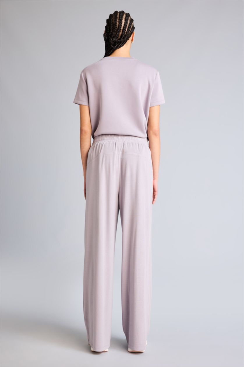 Женщины Бордовый Спортивные брюки Wide Leg из модала со стандартной длиной и широкими штанинами