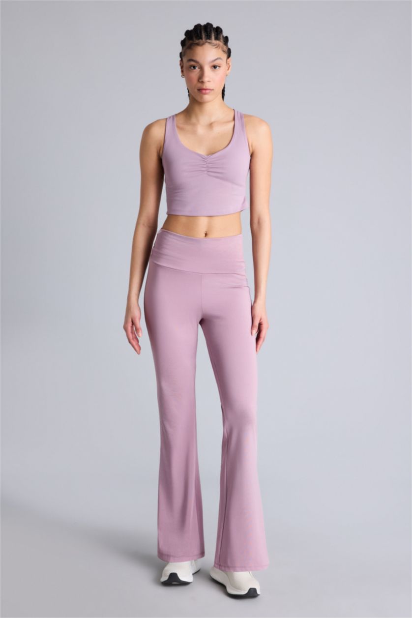 Kadın Gülkurusu Flare Fıt İspanyol Paça Standart Boy Sporcu Pantolon