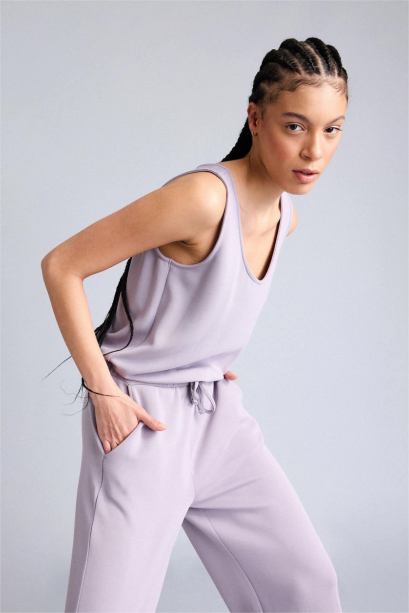 WOMAN LT.PLUM Standard Fit Modal Jumpsuit